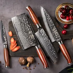 YARENH Kitchen Knives Sets 4 Pcs Ultra Sharp 73 Layers Japanese Damascus Steel Professional Cooking Tools Utility Chef Knife Set