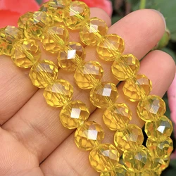 Cuentas de cristal austriaco Rondelle amarillo de lujo, cuentas espaciadoras sueltas facetadas para la fabricación de joyas, bricolaje, encontrar pulsera, 6 MM, 8 MM, 10MM