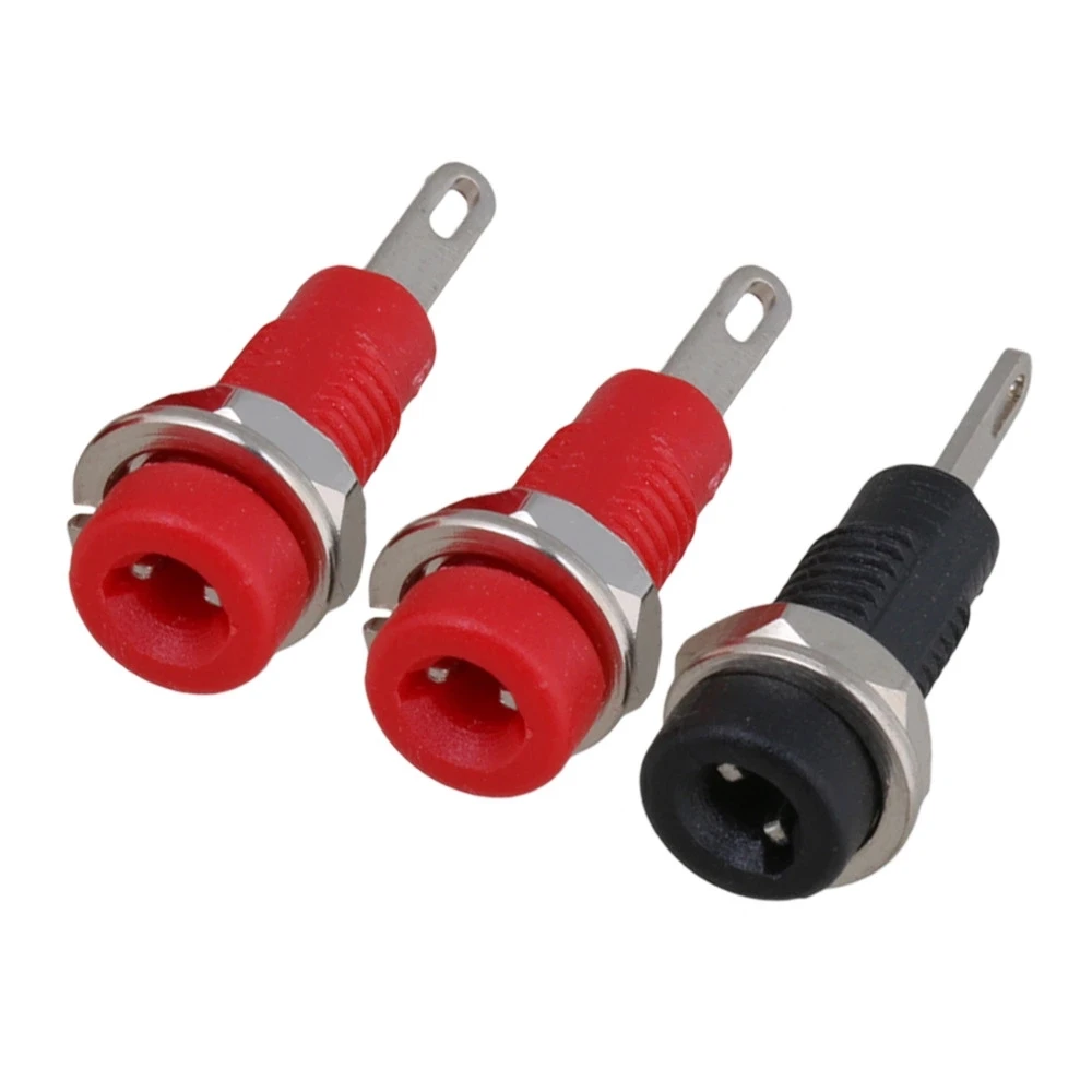 10pcs Binding Post Banana Jack Socket 2mm Panel Mount Test Probe Black + Red