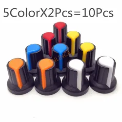 5 Color X 2Pcs 10 Pcs 6mm Shaft Hole Dia Plastic Threaded Knurled Potentiometer Knobs Caps Shaft Hole AG2 Yellow Orange Blue