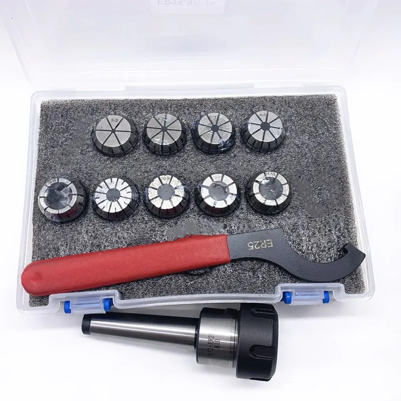 ER25 Spring Clamps 9PCS MT2 MT3 MT4  ER25 1PCS Wrench 1PCS Collet Chuck Morse Holder Cone For CNC Milling Lathe tool