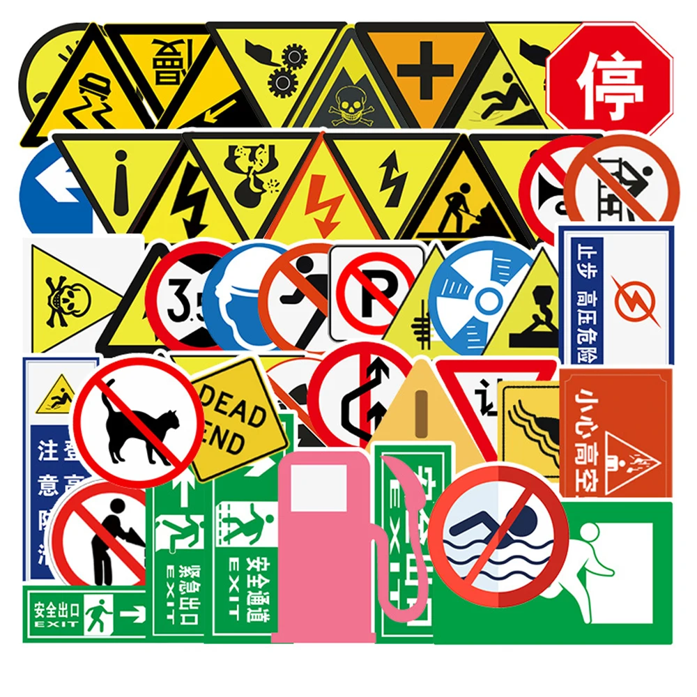 10/30/50PCS Warning Stickers Danger Banning Signs Skateboard Fridge Guitar Laptop Motorcycle Travel Classic Toy Decal Sticker F5