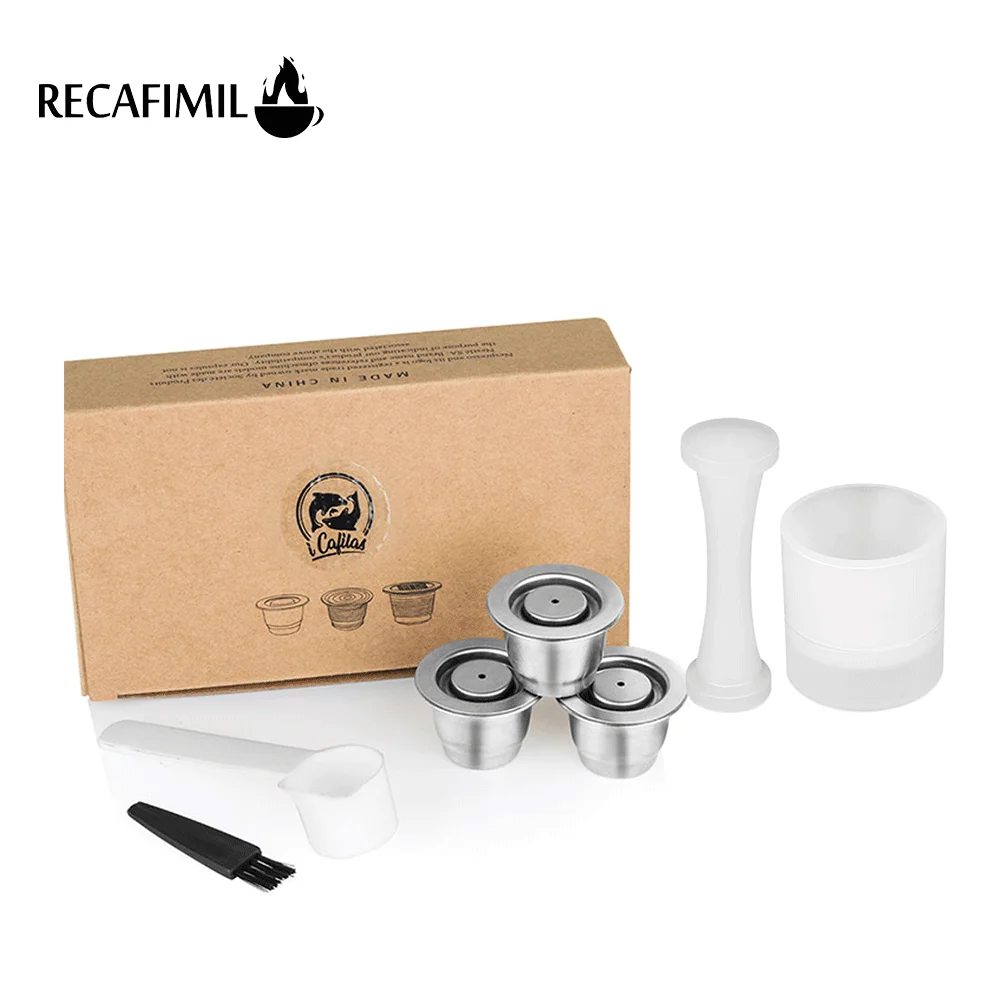 

RECAFIMILCrema Reusable Coffee Capsule for Nespresso Coffee Capsule ppTamper Dosing Stainless Steel Refillable Coffee Filter Pod