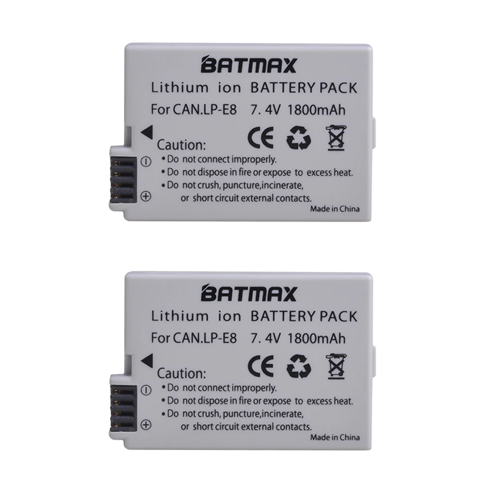 Batmax LPE8 LP-E8 LP E8 baterii + LED podwójna ładowarka USB z portem typu C dla Canon EOS 550D 600D 650D 700D Rebel T2i T3i T4i T5i