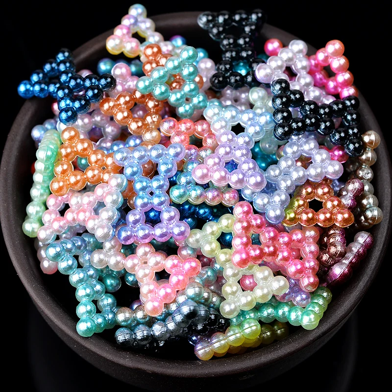 100pcs 8x12mm butterfly Rainbow color resin Half Round Flat Back ABS Pearls Decoration DIY phone Jewelry accessories