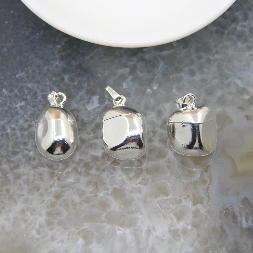 

1pcs Plated Silvery Pyrite Natural Stones Small Nugget Pendants For DIY Jewelry Earring Necklace Charms Making Accessories