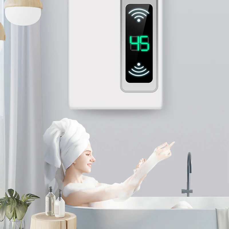 เครื่องทําน้ําอุ่นไฟฟ้าทันที 3400W ครัวเรือนขนาดเล็กเครื่องทําน้ําอุ่นขนาดเล็ก 220V อ่างน้ําร้อนอย่างรวดเร็วอุณหภูมิคงที่ห้องเช่าห้องน้ํา
