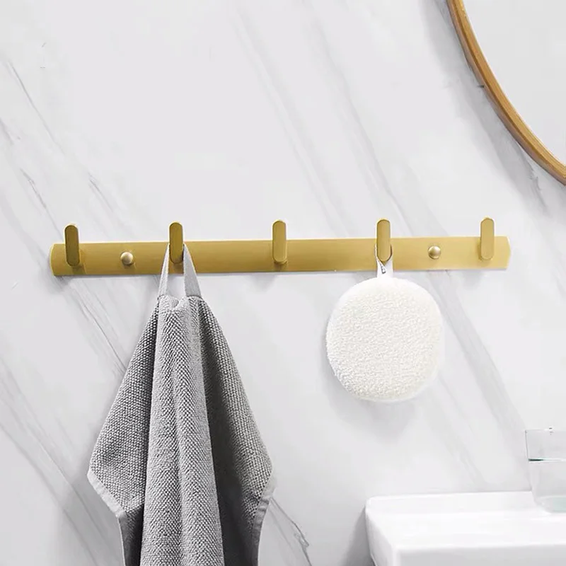 Wall Mounted Bathroom Towel Robe Hook Rack Black Gold Office Living Room Gadget Bag Hooks Coat Clothes Wall Hanging Hanger