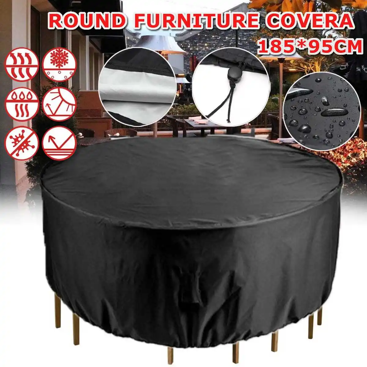 

Waterproof Round Sofa Dust Cover, Outdoor Furniture, Garden Patio Rain and Snow Table Chair, Dustproof