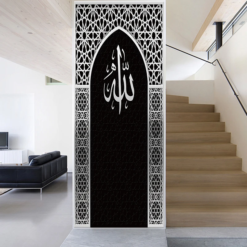 Muslim Style Imitation Black Silver Door Frame Home Decor Living Room Art Mural Door Wall Sticker Peel & Sticker Vinly Wallpaper