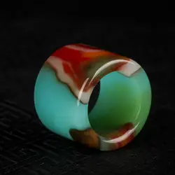 Men's Golden Jade Ring Xinjiang Caiyu Gobi Banzhi Popular Jewelry for Fashionable Accessories