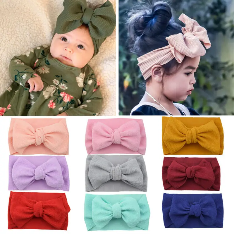 Diadema de lazo liso para niños y niñas, turbante elástico, envoltura para la cabeza, accesorios, regalos