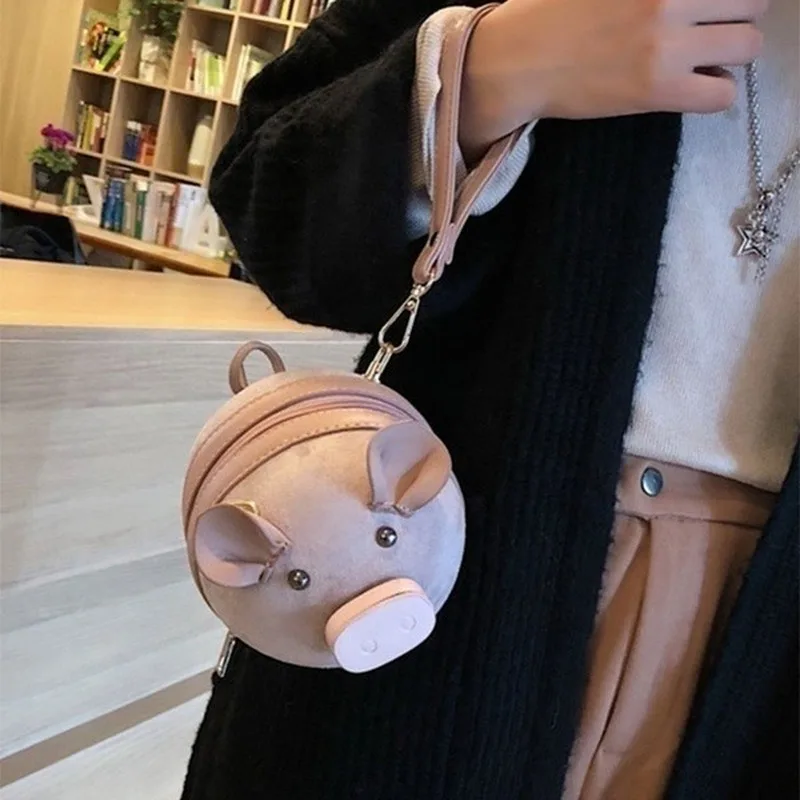 ผู้หญิงการ์ตูนหมูขนาดเล็ก Tas Bulat แฟชั่นกระเป๋าถือ Crossbody กระเป๋าสะพายไหล่พร้อมสายคล้องคอ Cross Body กระเป๋าผู้หญิง