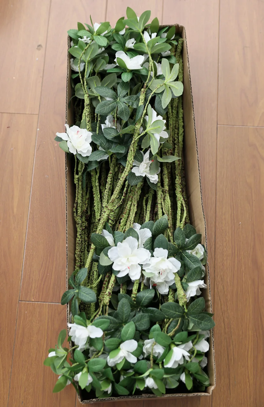 70CM3 Künstliche Azaleen-Zweige Seidenblumen Weiße Hochzeitsblumen Innenraum-Kunstblumen-Arrangement Büro- und Heimdekoration Pflanzen – Detail 13