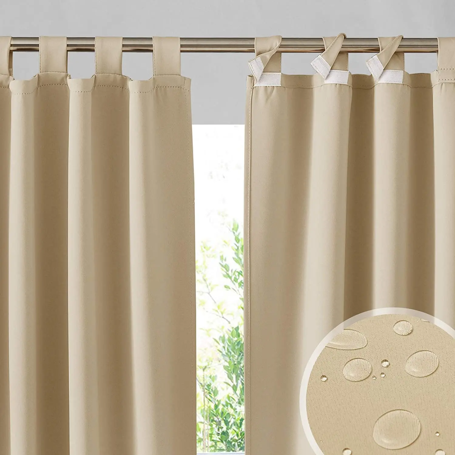 Detachable Top Drape, Waterproof Outdoor Blackout Curtains, Patio Porch Pergola, Cabana, Sun Room Deck, Custom Size
