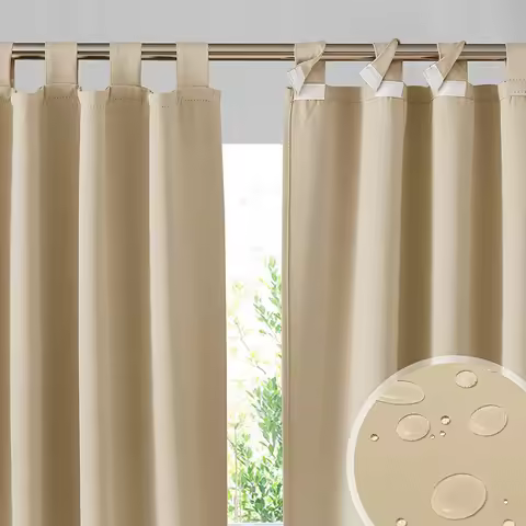 Detachable Top Drape, Waterproof Outdoor Blackout Curtains, Patio Porch Pergola, Cabana Sun Room Deck