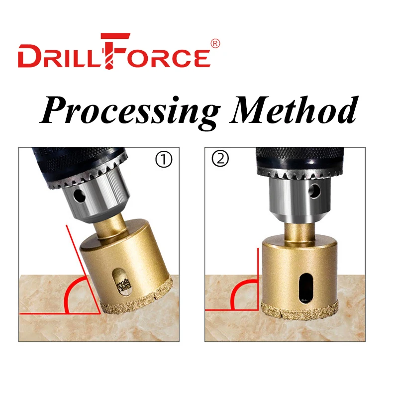 Drillforce 1PC 6-200mm Dry Vacuum Brazed Diamond Drilling Core Bit Ceramic Tile Hole Saw Granite Marble Drill Bits