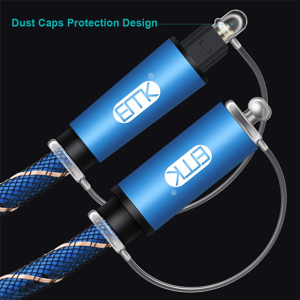 Cable de extensión de Audio óptico EMK macho a hembra, Cable Toslink Digital, Cable de fibra óptica, chaqueta trenzada para TV, DVD, altavoz