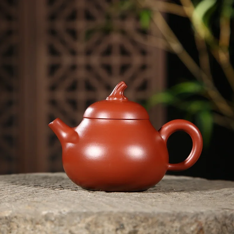 

purple clay teapot Yan Liquan handmade raw material Dahongpao eggplant broken pot home kungfu tea set painting gold