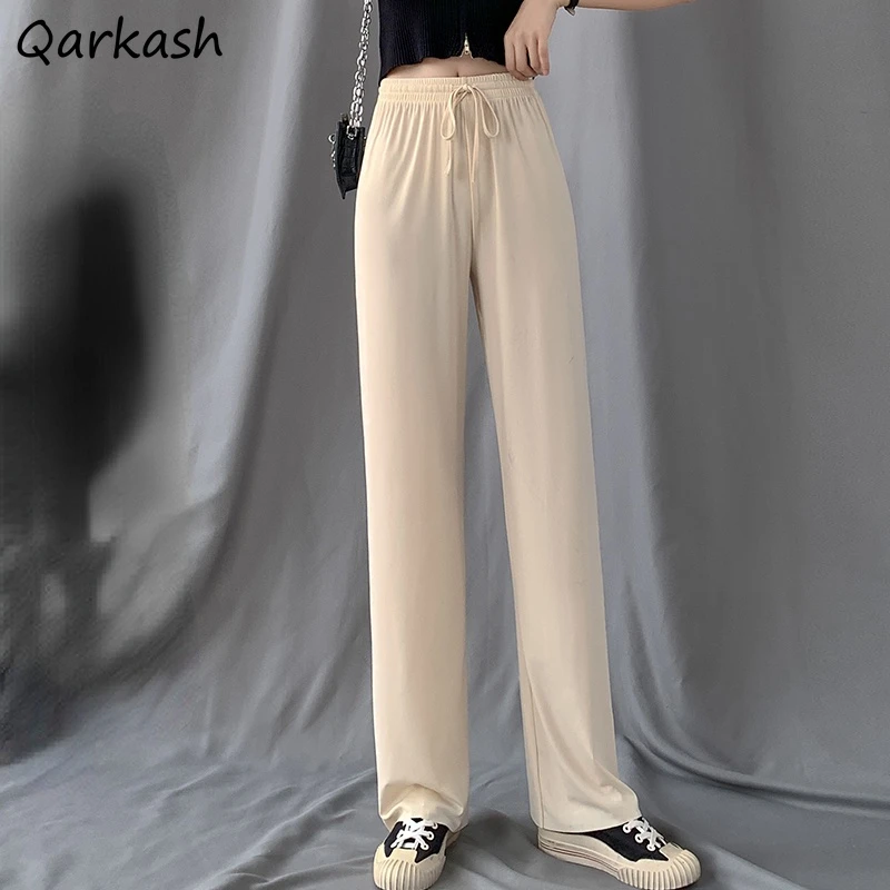 

Simple Casual Pants Women Solid Cozy Breathable Teenagers Mopping Candy Color Sweet Girls Fashion Females Trousers Leisure Chic