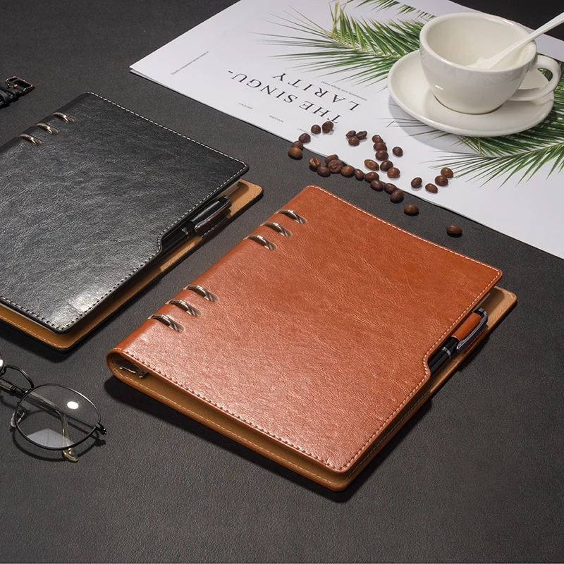 RuiZe Leather Note Book Diary A6 Binder Planner B5 A5 Spiral Botebook Agenda 2023 Hard Cover Business Office Notepad Gift