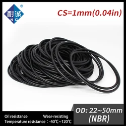 10PCS/Lot Nitrile Rubber Black NBR CS 1mm OD22/23/24/25/26/27/28/30/35/40/50*1mm O Ring Gasket Oil Resistant Waterproof.-.