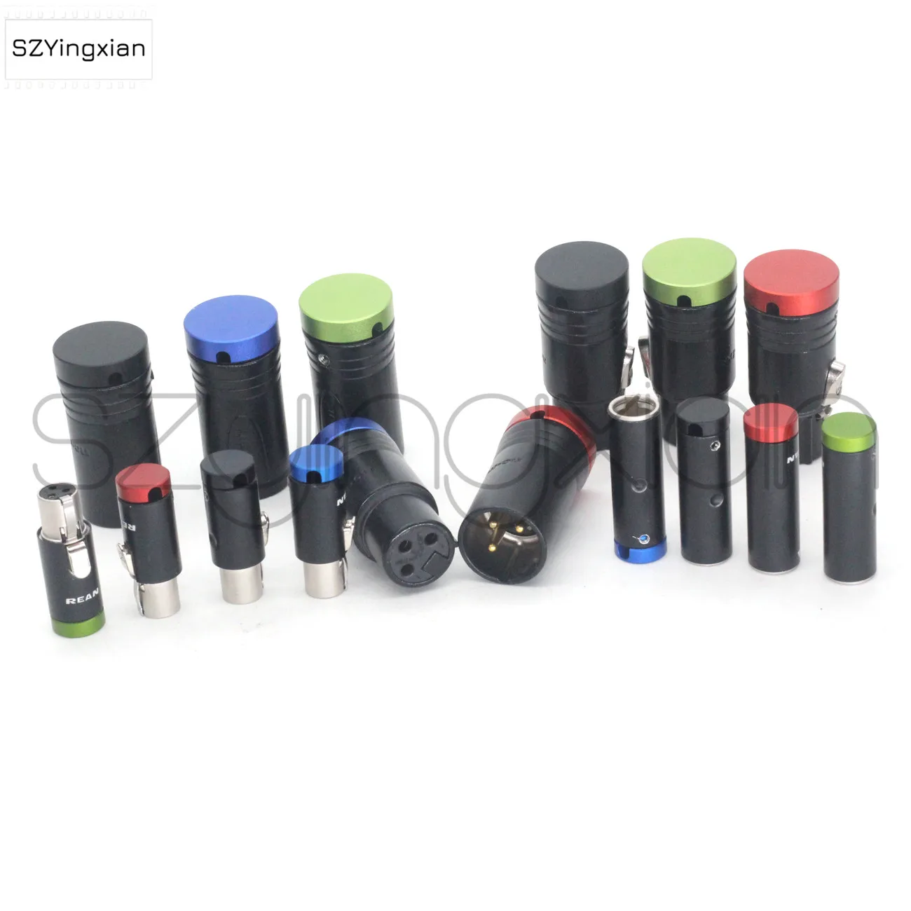 Mini XLR 3-Pin Female And TA3M MINI XLR 3-Pin Audio Plug Low-Key XLR Plug Color Red, Blue, Green, Black