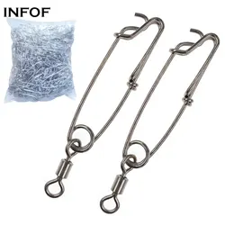 INFOF 100pcs Heavy-duty Swivels Fishing Rolling Swivel with Open Eye Snap Long Line Clips Snap Big-game Bass Fishing Tackle