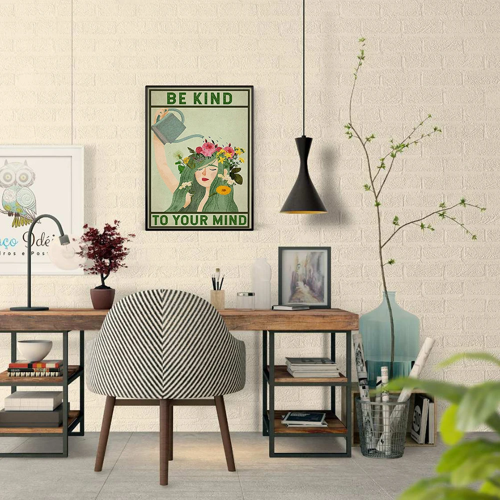 تنمو العقلية الأفكار الإيجابية تكون لطيفة على عقلك ورقة المشارك اللوحة ديكور جدار ديكور فني للمنزل