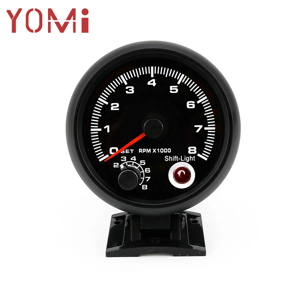 

YOMI 80mm Car Tachometer Gauge 0-8000 RPM Gauge Fit 8 6 4 Cylinder 7 Colors Led Light 12V Shift Light