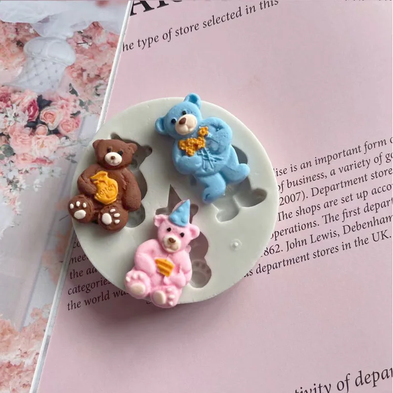 Various bear silicone mold bows bear face pillows silicone DIY sugar turning mold  cake chocolate plaster mold