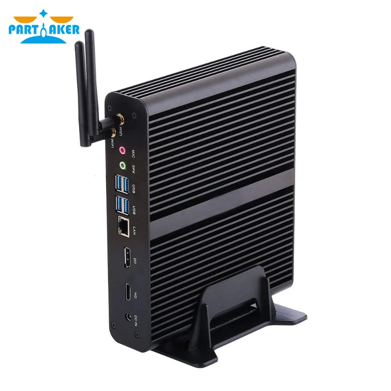 Partaker Fanless Mini PC 2*DDR4 RAM Core  i7 8550U i7 10710U i7 1165G7 M.2 4K UHD Bulti-in Wifi DP HDMI LAN Desktop Computer