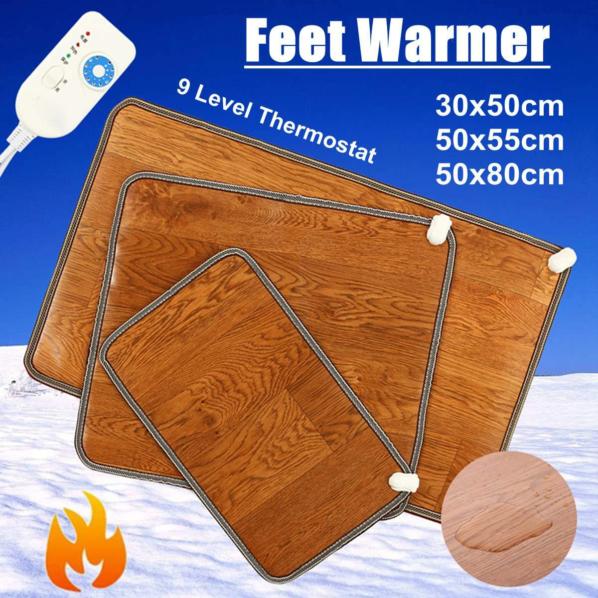 220V EU Leather Heating Foot Mat Warmer Electric heater Heating Pads Waterproof Feet Leg Warmer Carpet Thermostat Warming Tools