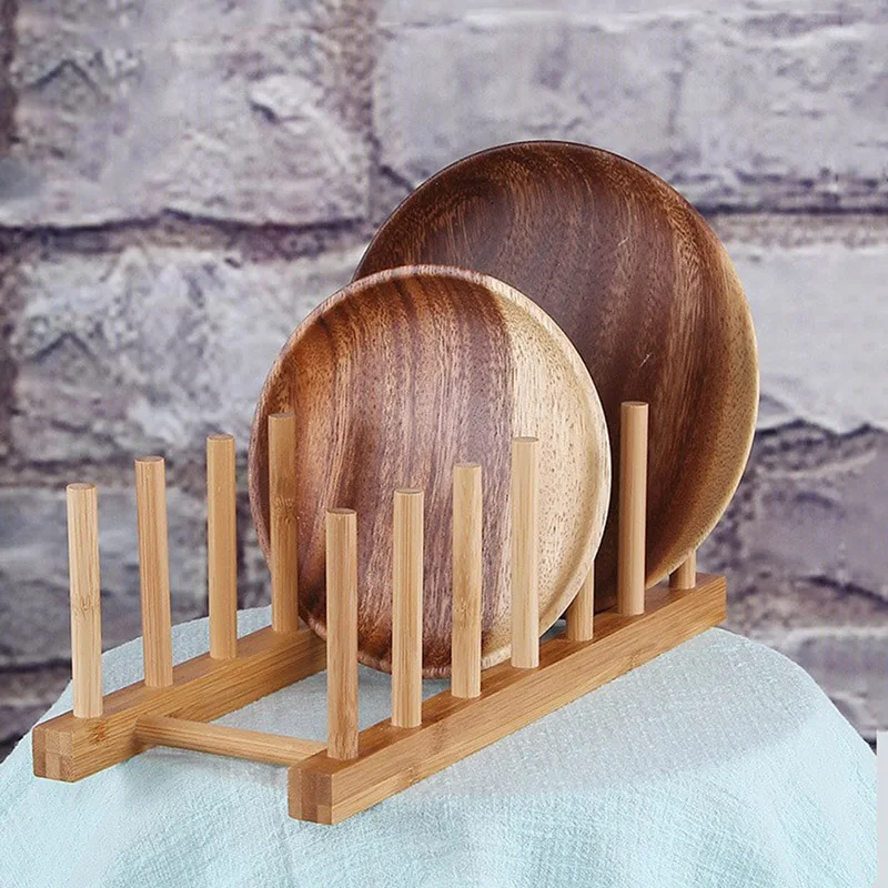 

New Eco-Friendly wooden Sink Bowl Plate Dish Drainer Rack Pot Lid Cover Holder Storage Shelf Rack Kitchen Accessories Organizer