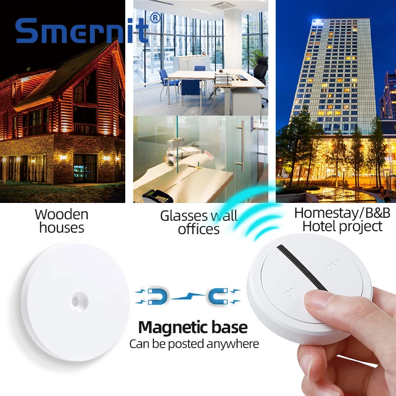 Wireless Light Switch Remote Control Switch ON/OFF for Hotel Home 433M Wiring-free Waterproof Wall Push-button Switches