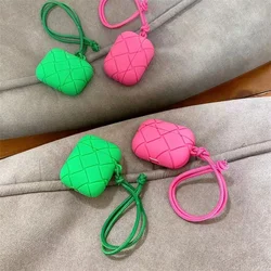 New Trend Woven Pattern Soft Earphone Case For Airpods 1 2 Pro 3 Lanyard Wireless Headphone Charging Box Protective Cover