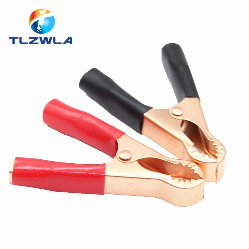 2Pcs 50A Red + Black 80mm Crocodile Car Caravan Van Battery Test Lead Clips Best Promotion Alligator Clips