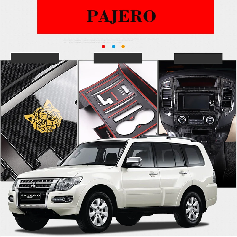 Autocollants de décoration intérieure de voiture pour Mitsubishi Pajero, fibre de carbone, modification intérieure, V97, V93