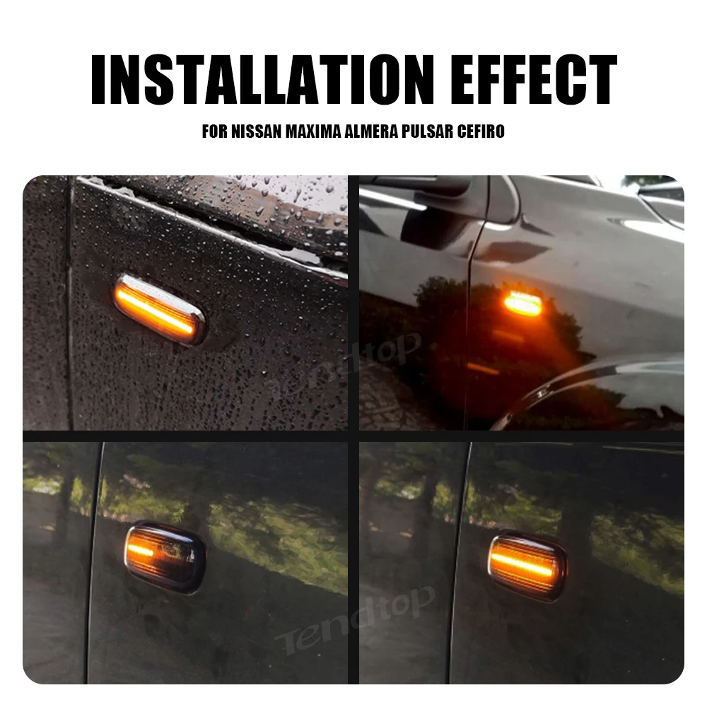 LED Dynamic Blinker Sequential Flashing Turn Side Light Car Assessories For Nissan Skyline R34 Almera N15 N16 Pulsar Maxima QX image 6