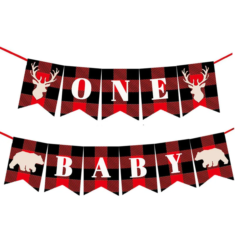 

Lumberjack Theme Banner Party Supplies for Kid Birthday & Baby Shower Party Decoration