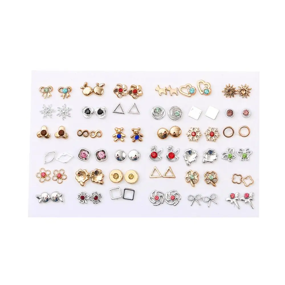 Conjunto de 36 pendientes acrílicos de colores para mujer, aretes pequeños de cristal, conjuntos de chica, corazón, estrella, flor, luna, corona, joyería de plástico