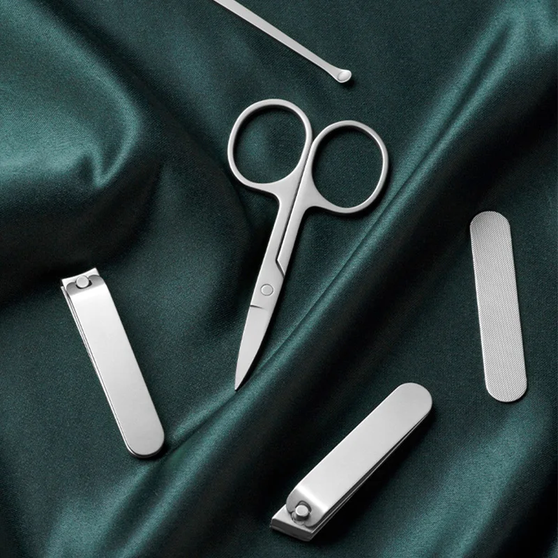 샤오미 미지아 손톱깎이 스테인레스 스틸 세트, 트리머, 페디큐어 케어 클리퍼, 귀이개 네일 파일, 전문 미용 도구, 5 인 1