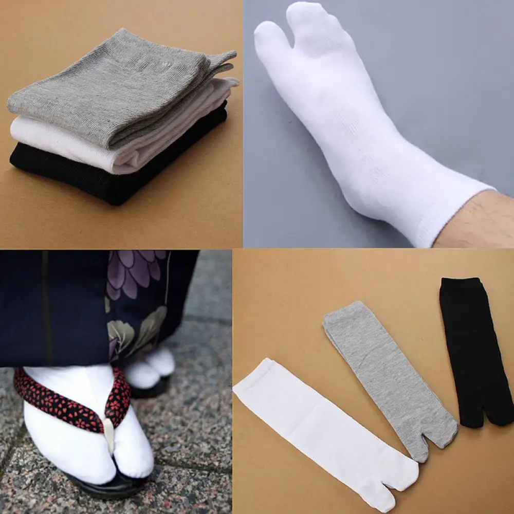 1 Pairs japońskie Kimono Flip Flop sandał Split Toe Tabi Ninja Geta skarpetki mężczyźni kobiety Split 2 Toe Tabi stóp palec bawełniane skarpety nowy