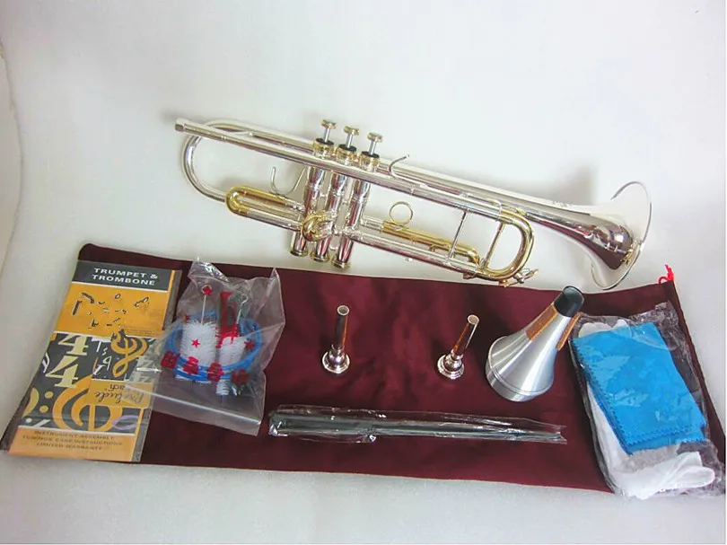 Trumpet LT180S-72 Authentic Double Silver Plated B Flat Professional Trumpet Top Musical Instruments Brass Hard box