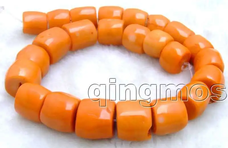 

Qingmos 15-20mm Column Knurl High Quality Natural Orange Coral Loose Beads for Jewelry Making DIY Necklace Strands 15" Los61