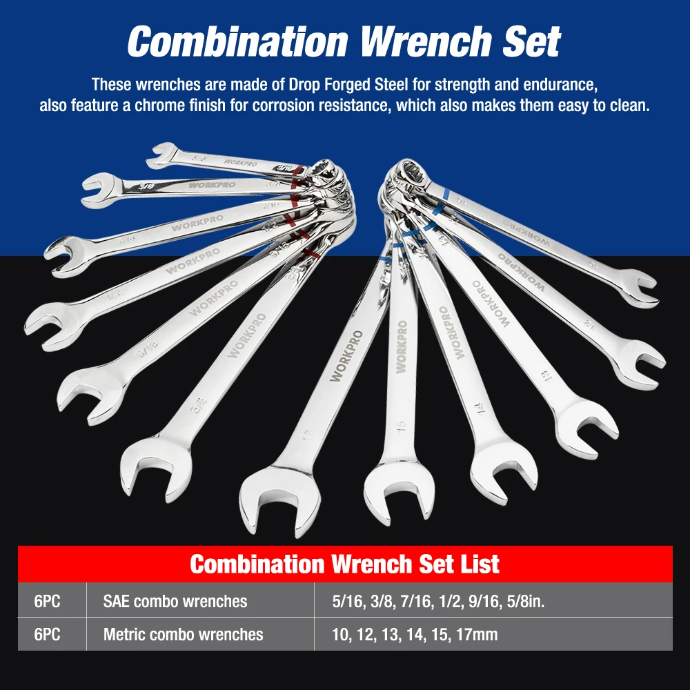 WORKPRO 101-408PC 홈 수리 도구 세트 금속 도구 상자 세트 핸드 툴 홈 도구 키트 전문 자동차 수리 도구 키트