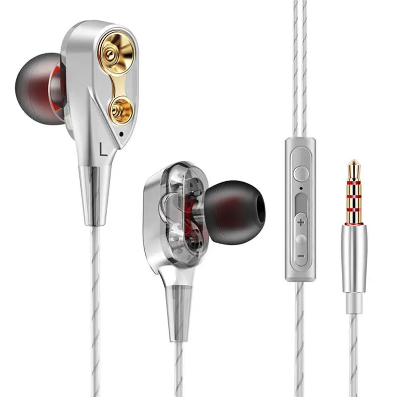 E205D 3.5MM Wired Headset In-Ear Hifi Earphone Dual Dynamaic Driver Super Bass Stereo Headset Headphone With Mic