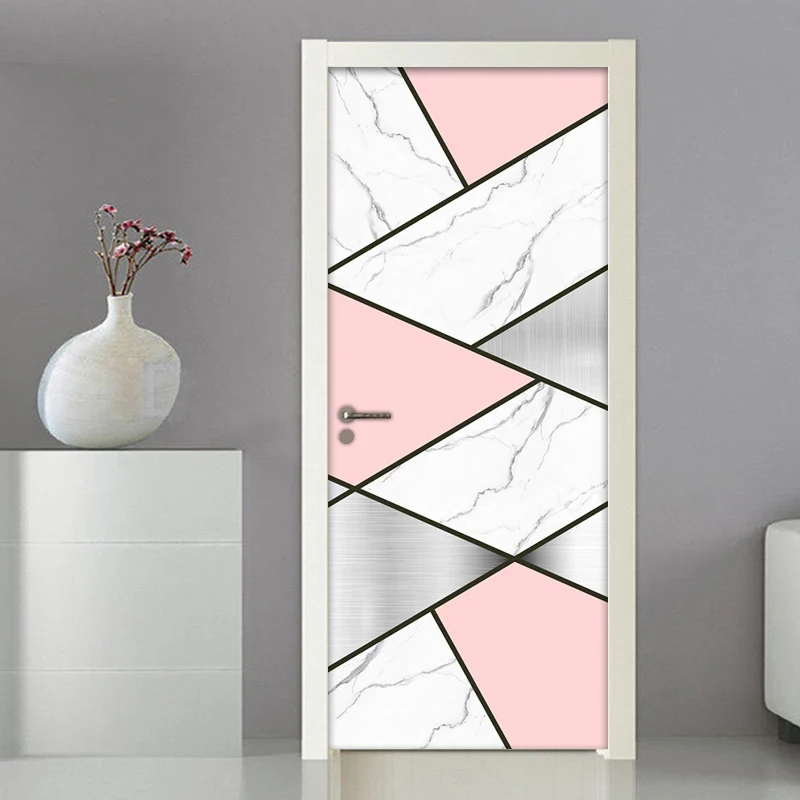 3D geometrische marmeren waterdichte zelfklevende deursticker muurstickers moderne woonkamer slaapkamer deur decoratie muurschildering behang