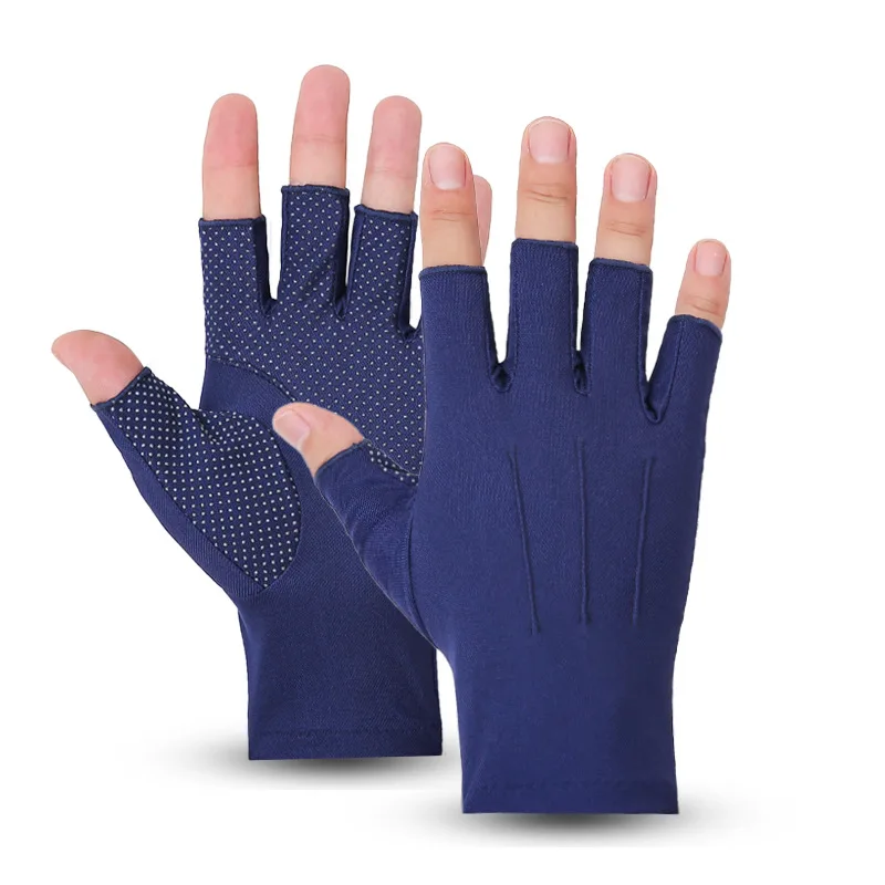 Summer Men Gloves Driving Cycling Touch Screen Non-Slip Outdoor Sports Sunscreen Breathable Ice Silk Women Thin Fingerless Glove