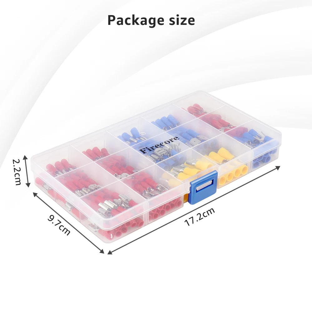 FIRECORE 280pcs/840pcs Insulated Cold Pressed Terminal AWG 22-10 0.5mm²~6.0mm² for Crimping Pliers Connectors Set Crimp Terminal